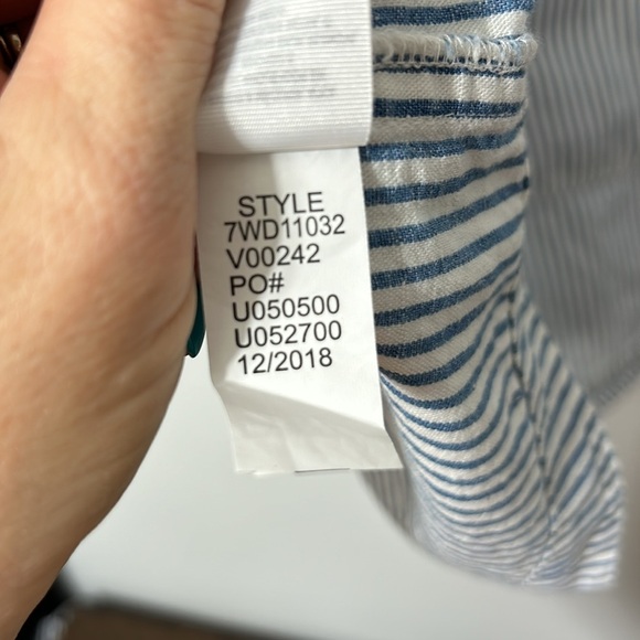 Lucky Brand Womens Button Up Drawstring Dress 3/4 Sleeve in Thackery Stripe M - Picture 7 of 8